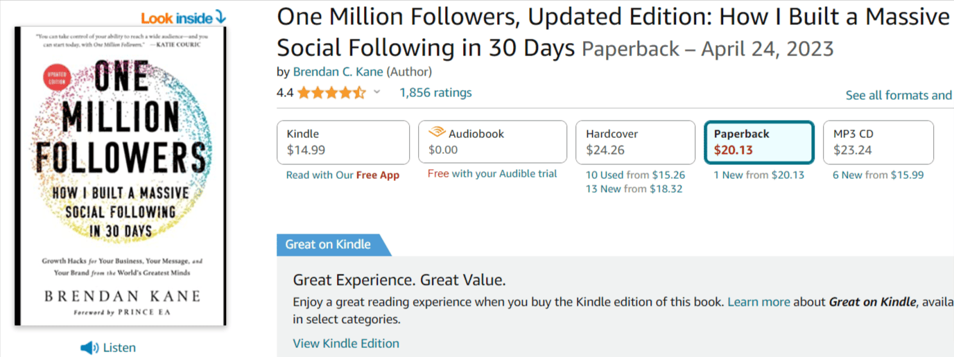 Les Meilleurs Livres sur le Dropshipping : One Million Followers par Brendan C. Kane