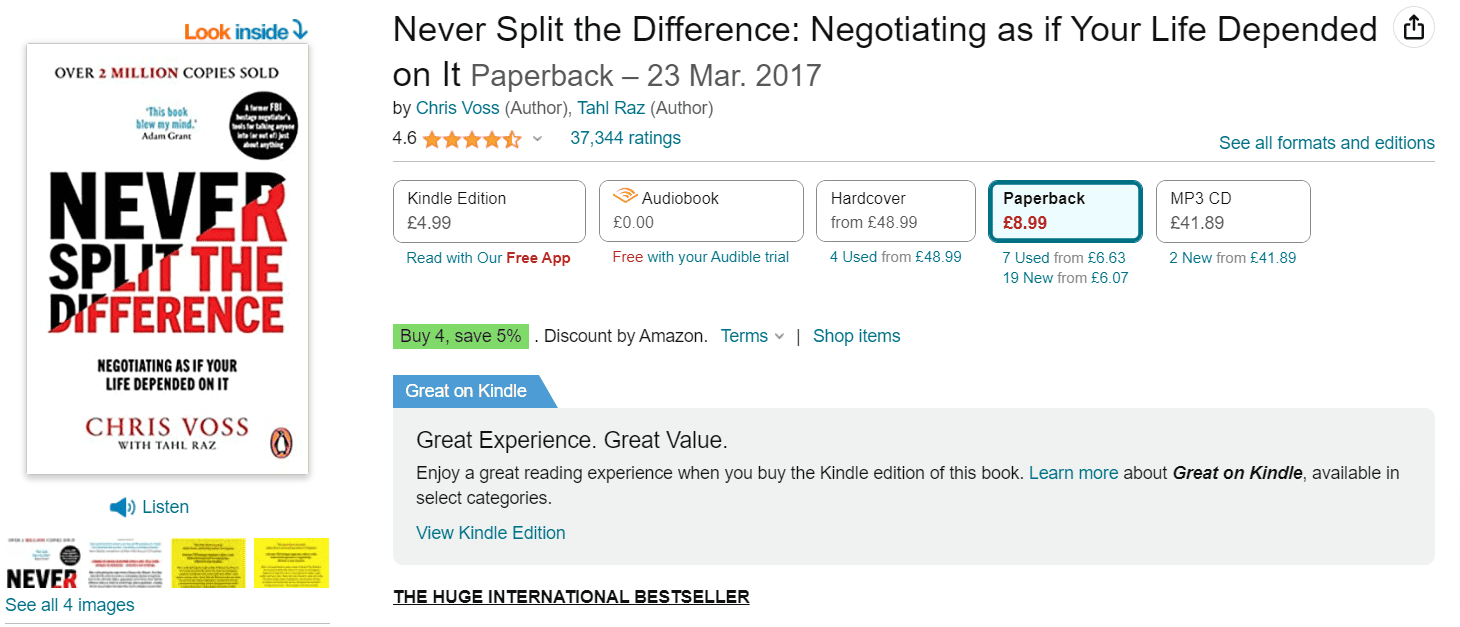 Les Meilleurs Livres sur le Dropshipping : Never Split the Difference par Chris Voss